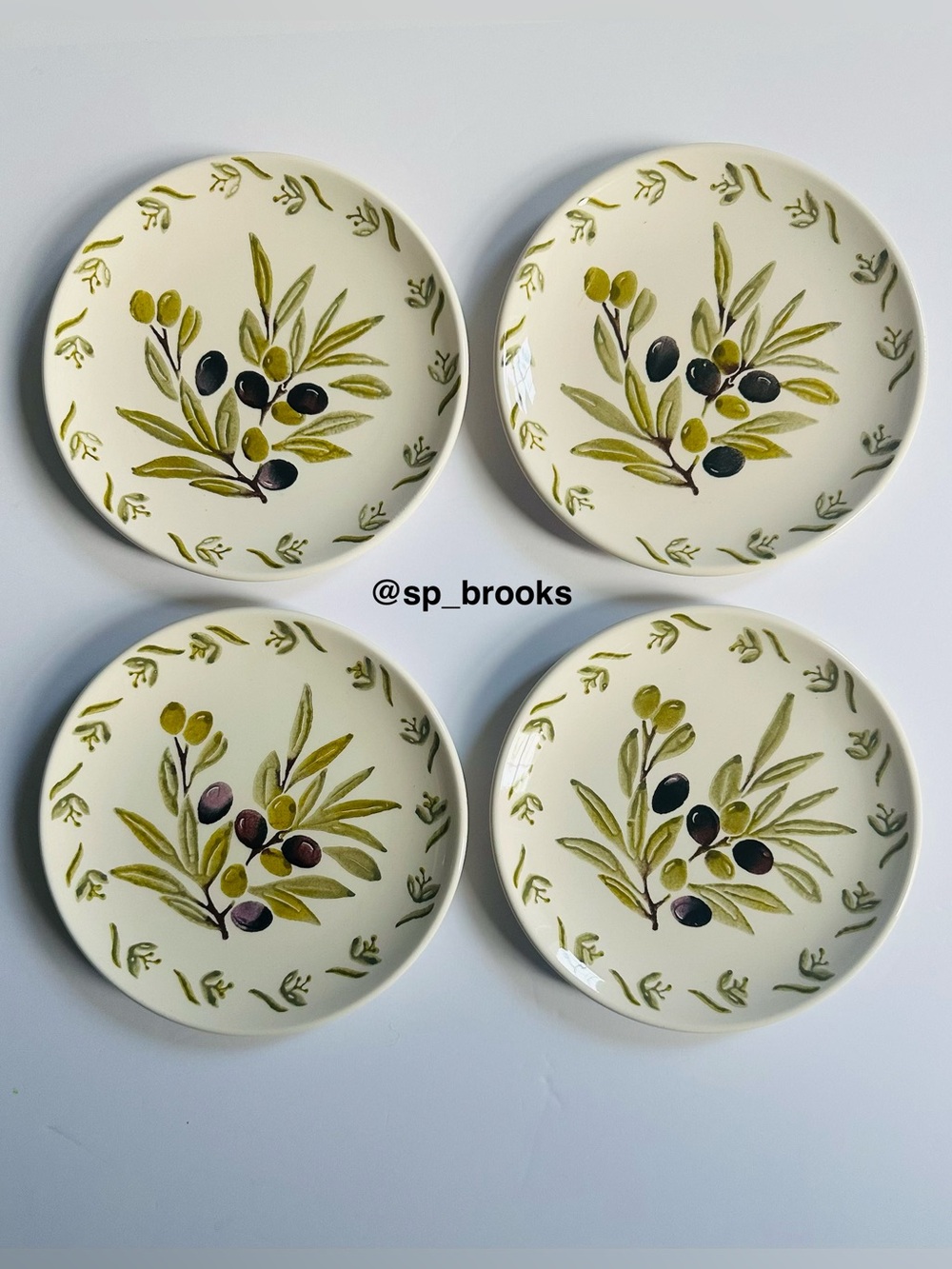 🎁4PC Papart Seramik Salad Plates - 7.75” Handmade Ceramic Salad Plates - Olives - Picture 2 of 7
